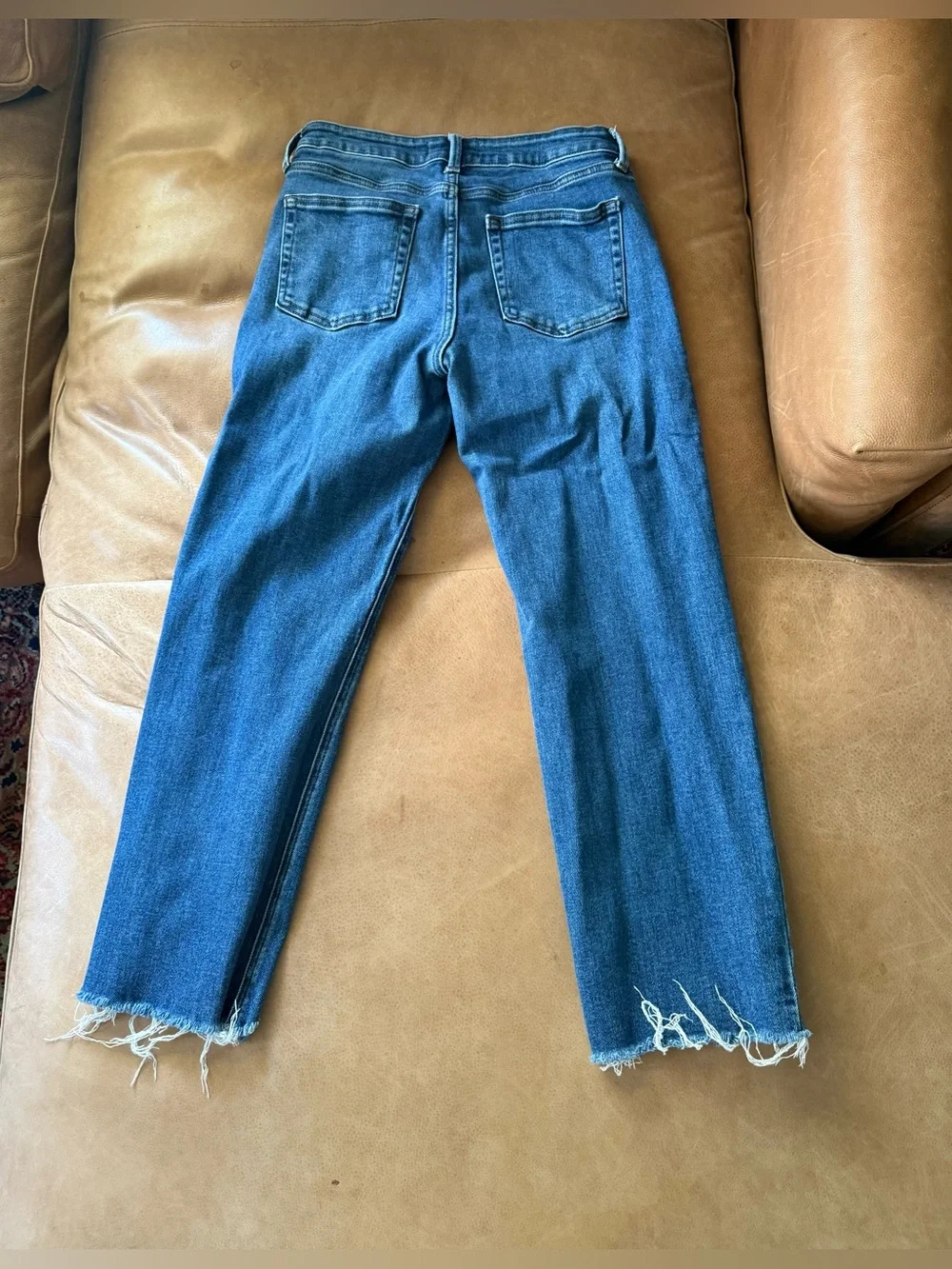 Just USA Women’s Blue Medium Wash Denim Skinny Jeans Frayed Hem Size 10